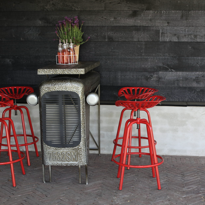 Taburete Dise�o Tractor Rojo Acero